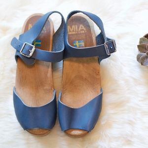 MIA Anja Blue Leather Clogs